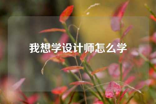 我想学设计师怎么学