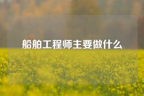 船舶工程师主要做什么