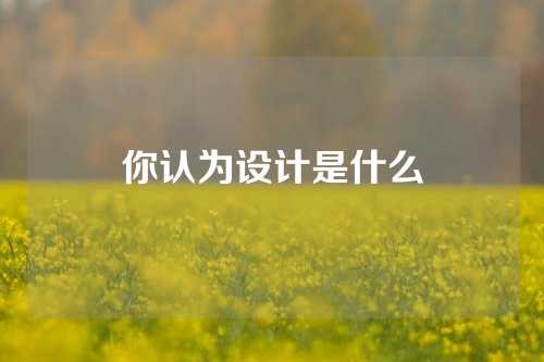 你认为设计是什么