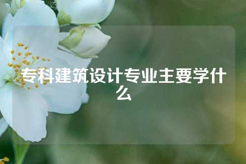 专科建筑设计专业主要学什么