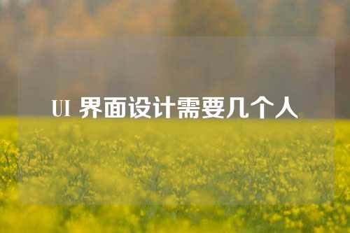 UI 界面设计需要几个人