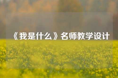 《我是什么》名师教学设计